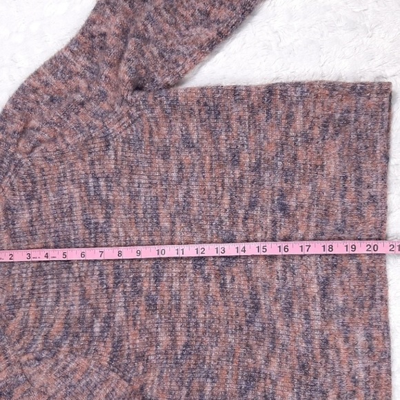 Madewell Space Dyed Eaton Puff Sleeve Pullover Sweater Marled Plum fuzzy knit - Picture 4 of 4